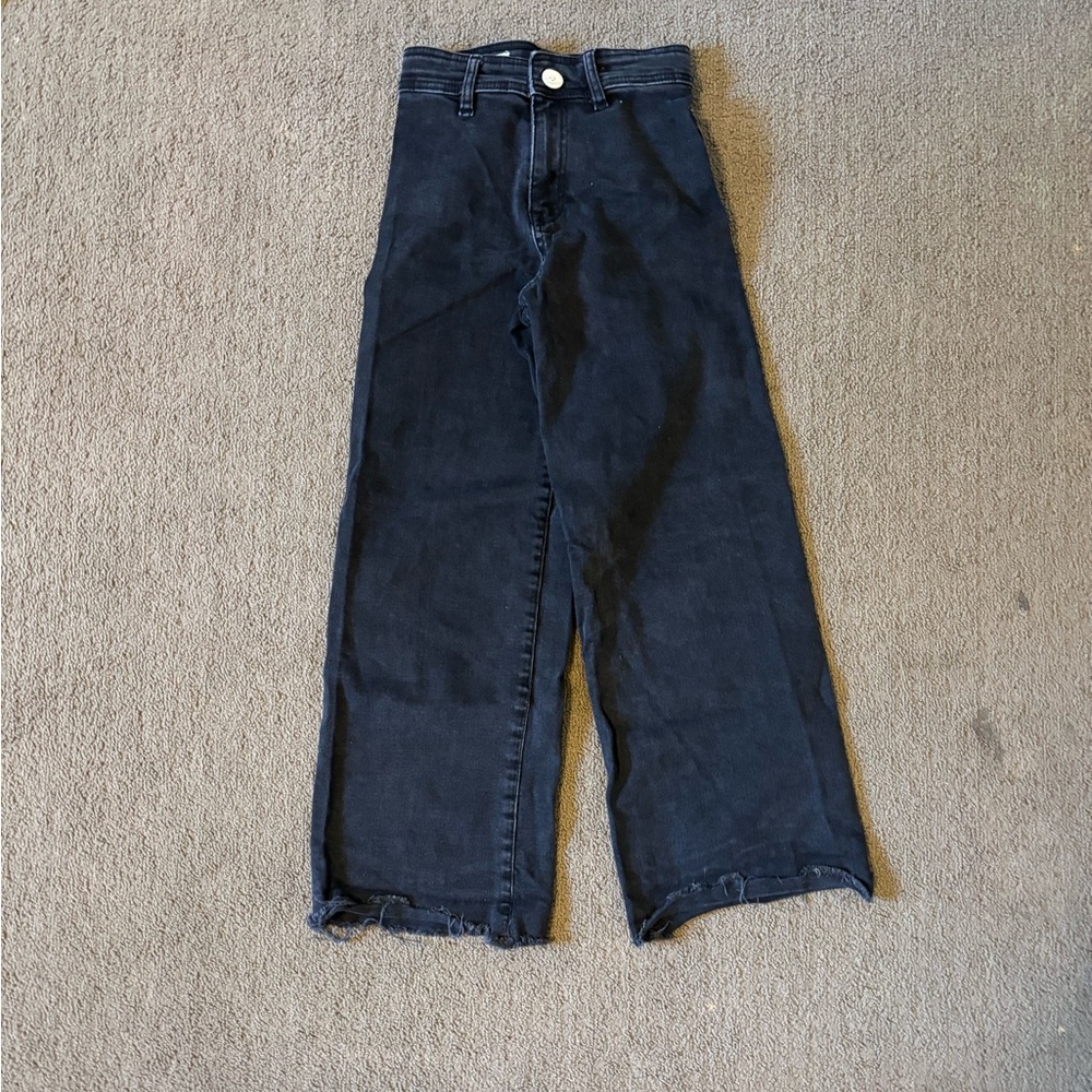 Wide-Leg Black Denim Jeans Girls